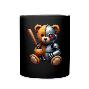 Funny Robot Tech Teddy Bear Cyborg Animal Bear - Full Colour Mug - black - Front