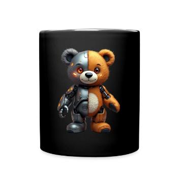 Funny Robot Tech Teddy Bear Cyborg Animal Bear - Full Colour Mug - black - Front