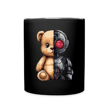 Lustige Roboter Tech Teddybär Cyborg Tier Bär - Tasse einfarbig - Schwarz - Vorne