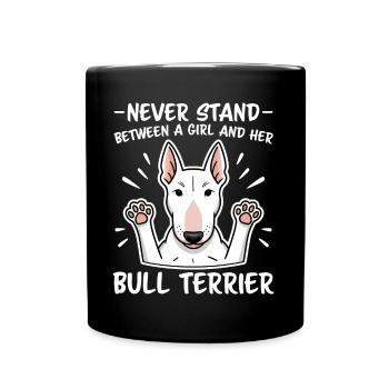 Bull terrier en disant, fille blague, Bull Terrier cadeau - Mug uni - noir - Devant