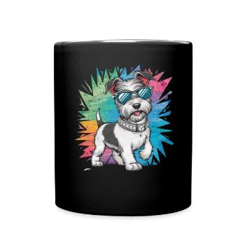 Dandie Dinmont Terrier en dessin animé - Mug uni - noir - Devant