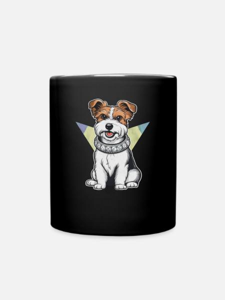 Dandie Dinmont Terrier im Cartoon Design - Tasse einfarbig - Schwarz
