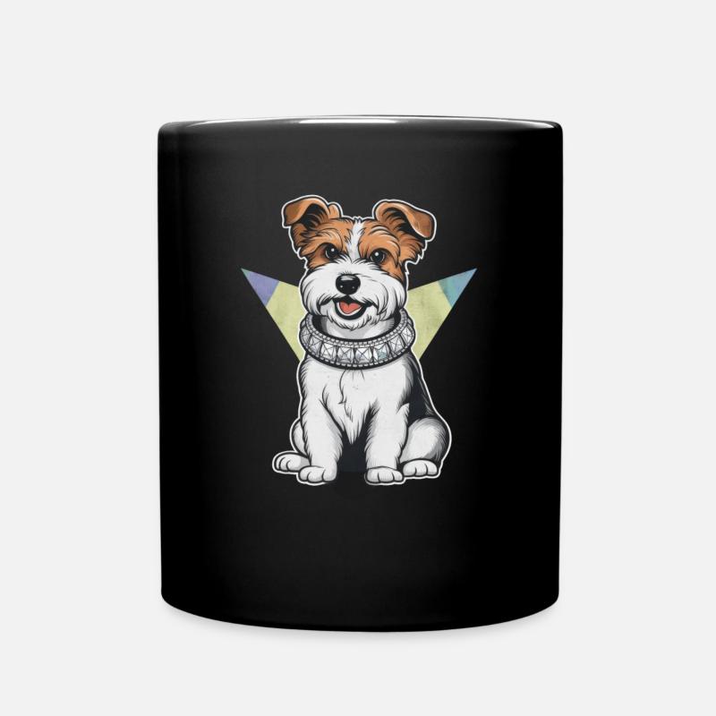 Dandie Dinmont Terrier im Cartoon Design - Tasse einfarbig - Schwarz