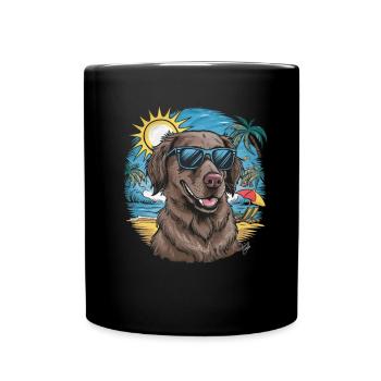 Flat Coated Retriever with Sunglasses - Full Colour Mug - black - Front
