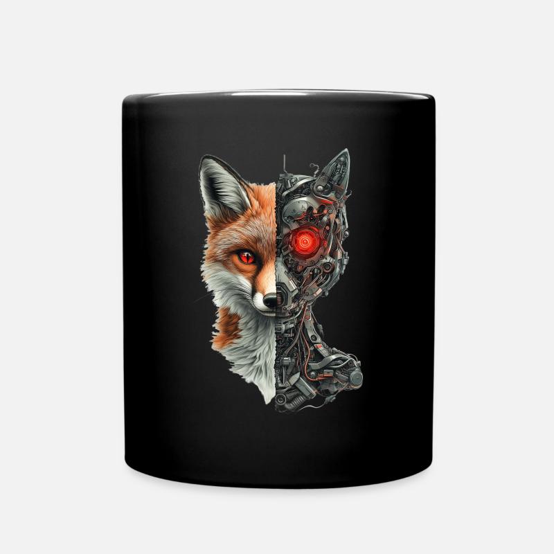 Lustiger Roboter Fuchs Cyborg Tier Fox Süßer Fuchs - Tasse einfarbig - Schwarz