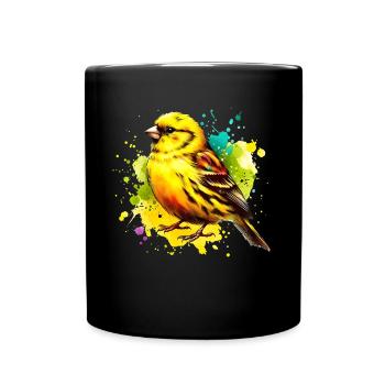 Yellow-bellied girlitz motif - Full Colour Mug - black - Front