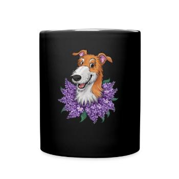 Irischer Wolfshund mit hübschem Flieder - Tasse einfarbig - Schwarz - Vorne