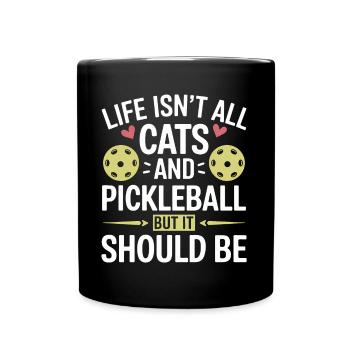 Pickleball Spruch Katze Lustig Pickleball Geschenk - Tasse einfarbig - Schwarz - Vorne