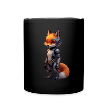Funny Robot Fox Cyborg Animal Fox Cute Fox - Full Colour Mug - black - Front
