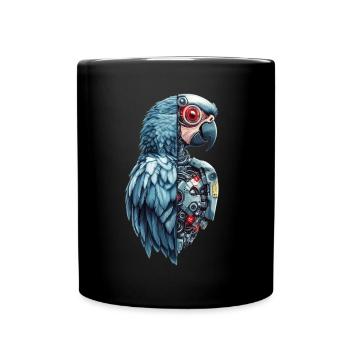 Lustige Roboter Kunst Papagei Cyborg Vogel Parrot - Tasse einfarbig - Schwarz - Vorne
