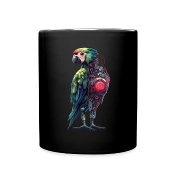 Lustige Roboter Kunst Papagei Cyborg Vogel Parrot - Tasse einfarbig - Schwarz - Vorne