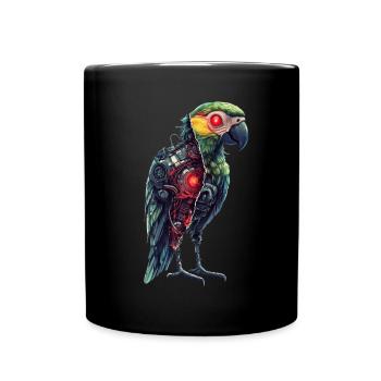 Drôle Robot Art Perroquet Cyborg Oiseau Perroquet - Mug uni - noir - Devant