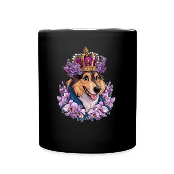 Norwegian Elkhound with Roses, Butterflies - Full Colour Mug - black - Front