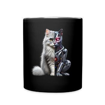 Lustige Roboter Katze Tech Katzen Cyborg Tier Cat - Tasse einfarbig - Schwarz - Vorne