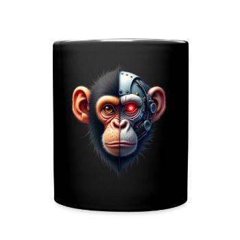 Lustiger Roboter Kunst Affe Cyborg Tier AI Monkey - Tasse einfarbig - Schwarz - Vorne