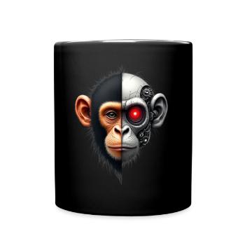 Lustiger Roboter Kunst Affe Cyborg Tier AI Monkey - Tasse einfarbig - Schwarz - Vorne