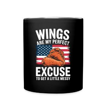 Chicken Wings USA Flag - Wings Excuse Little Messy - Full Colour Mug - black - Front