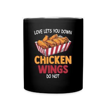 Chicken Wings Liebe Frittiertes Hühnchen Geschenk - Tasse einfarbig - Schwarz - Vorne
