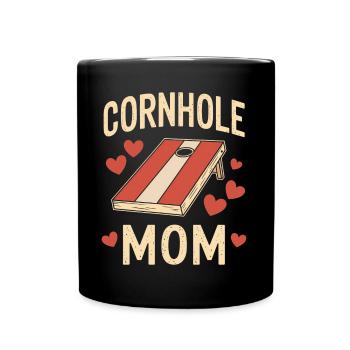 Cornhole Spruch Mama Lustiges Cornhole Geschenk - Tasse einfarbig - Schwarz - Vorne