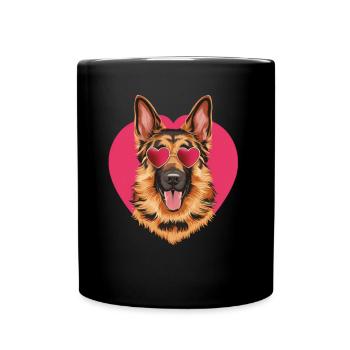 Cool German Shepherd with sunglasses - Full Colour Mug - black - Front