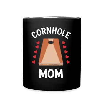Cornhole Spruch Mama Lustiges Cornhole Geschenk - Tasse einfarbig - Schwarz - Vorne