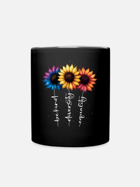 Sommer Blumen Inspiration Love LGBTQ Regenbogen - Tasse einfarbig - Schwarz
