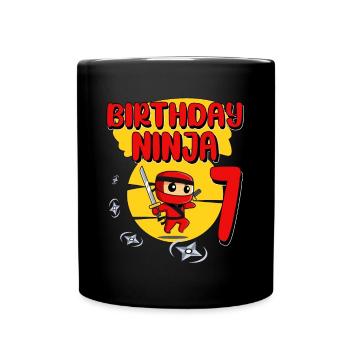 Birthday Ninja 7 Year Old Birthday Party Gift - Tasse einfarbig - Schwarz - Vorne