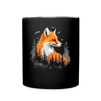 Renard amoureux des bois fleurs Art Renards Renard mignon - Mug uni - noir - Devant