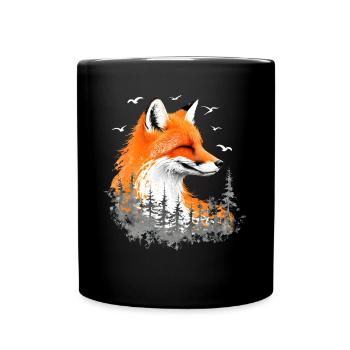 Renard amoureux des bois fleurs Art Renards Renard mignon - Mug uni - noir - Devant