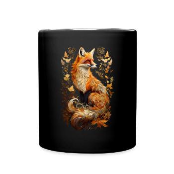 Renard amoureux des bois fleurs Art Renards Renard mignon - Mug uni - noir - Devant