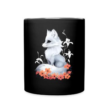 Renard amoureux des bois fleurs Art Renards Renard mignon - Mug uni - noir - Devant