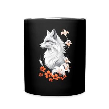 Renard amoureux des bois fleurs Art Renards Renard mignon - Mug uni - noir - Devant