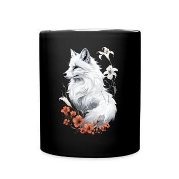 Renard amoureux des bois fleurs Art Renards Renard mignon - Mug uni - noir - Devant