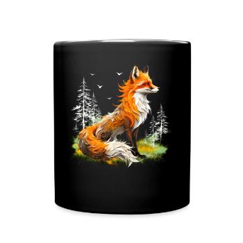 Renard amoureux des bois fleurs Art Renards Renard mignon - Mug uni - noir - Devant