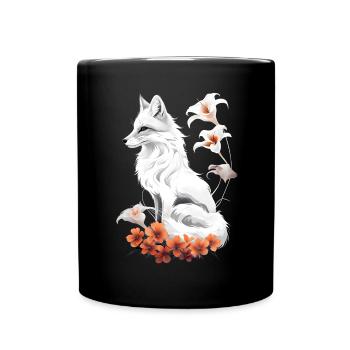 Renard amoureux des bois fleurs Art Renards Renard mignon - Mug uni - noir - Devant
