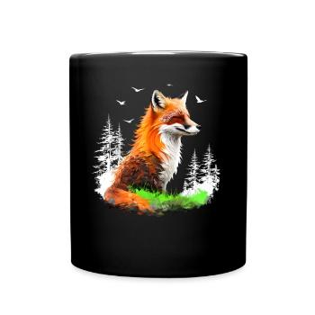 Renard amoureux des bois fleurs Art Renards Renard mignon - Mug uni - noir - Devant