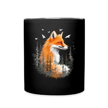 Renard amoureux des bois fleurs Art Renards Renard mignon - Mug uni - noir - Devant