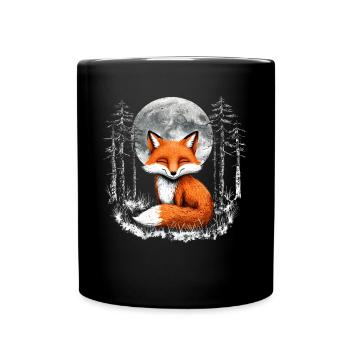Renard amoureux des bois fleurs Art Renards Renard mignon - Mug uni - noir - Devant
