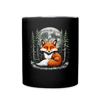 Renard amoureux des bois fleurs Art Renards Renard mignon - Mug uni - noir - Devant
