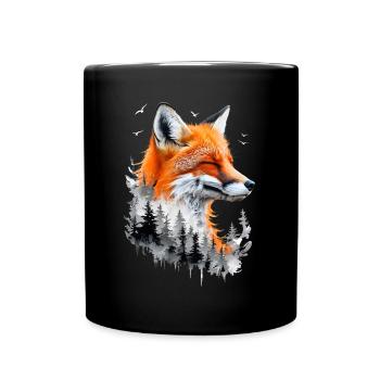 Renard amoureux des bois fleurs Art Renards Renard mignon - Mug uni - noir - Devant