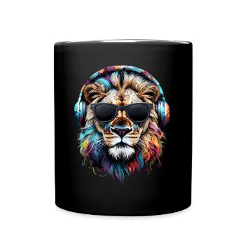 Lion Lover Wildlife Safari Art Lion Colorful - Full Colour Mug - black - Front