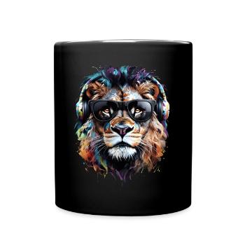 Lion Lover Wildlife Safari Art Lion Colorful - Full Colour Mug - black - Front