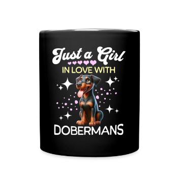 Dobermann Mädchen - Tasse einfarbig - Schwarz - Vorne
