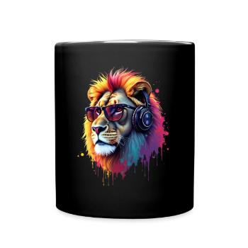 Lion Lover Wildlife Safari Art Lion Colorful - Full Colour Mug - black - Front