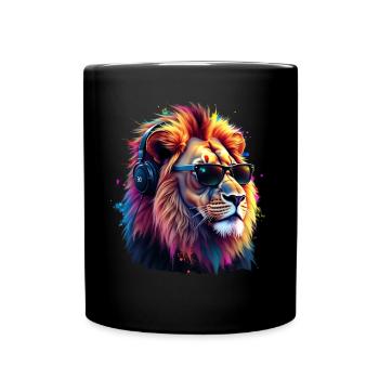 Lion Lover Wildlife Safari Art Lion Colorful - Full Colour Mug - black - Front