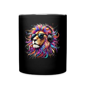 Lion Lover Wildlife Safari Art Lion Colorful - Full Colour Mug - black - Front