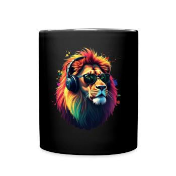 Lion Lover Wildlife Safari Art Lion Colorful - Full Colour Mug - black - Front