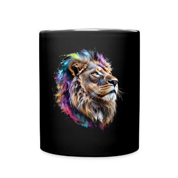 Lion Lover Wildlife Safari Art Lion Colorful - Full Colour Mug - black - Front