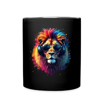 Lion Lover Wildlife Safari Art Lion Colorful - Full Colour Mug - black - Front