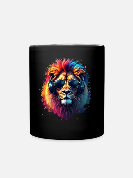 Löwen Liebhaber Wildtier Safari Kunst Löwe Bunt - Tasse einfarbig - Schwarz